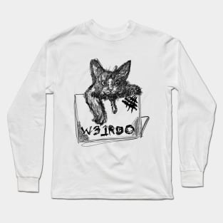 Whimsical Feline Illustration for Cat Lovers and Tech Geeks Long Sleeve T-Shirt